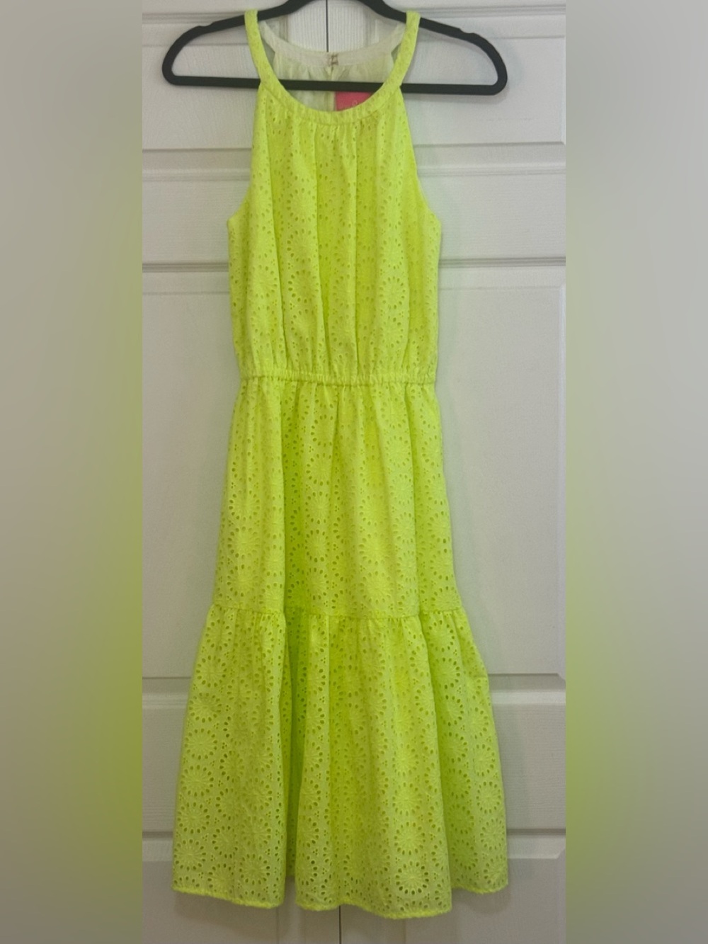Lilly Pulitzer Neon Yellow Eyelet Halter Dress